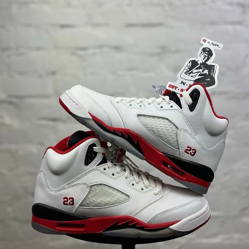 Jordan 5 Retro Fire Red Black Tongue (2013) (GS) - Image 5