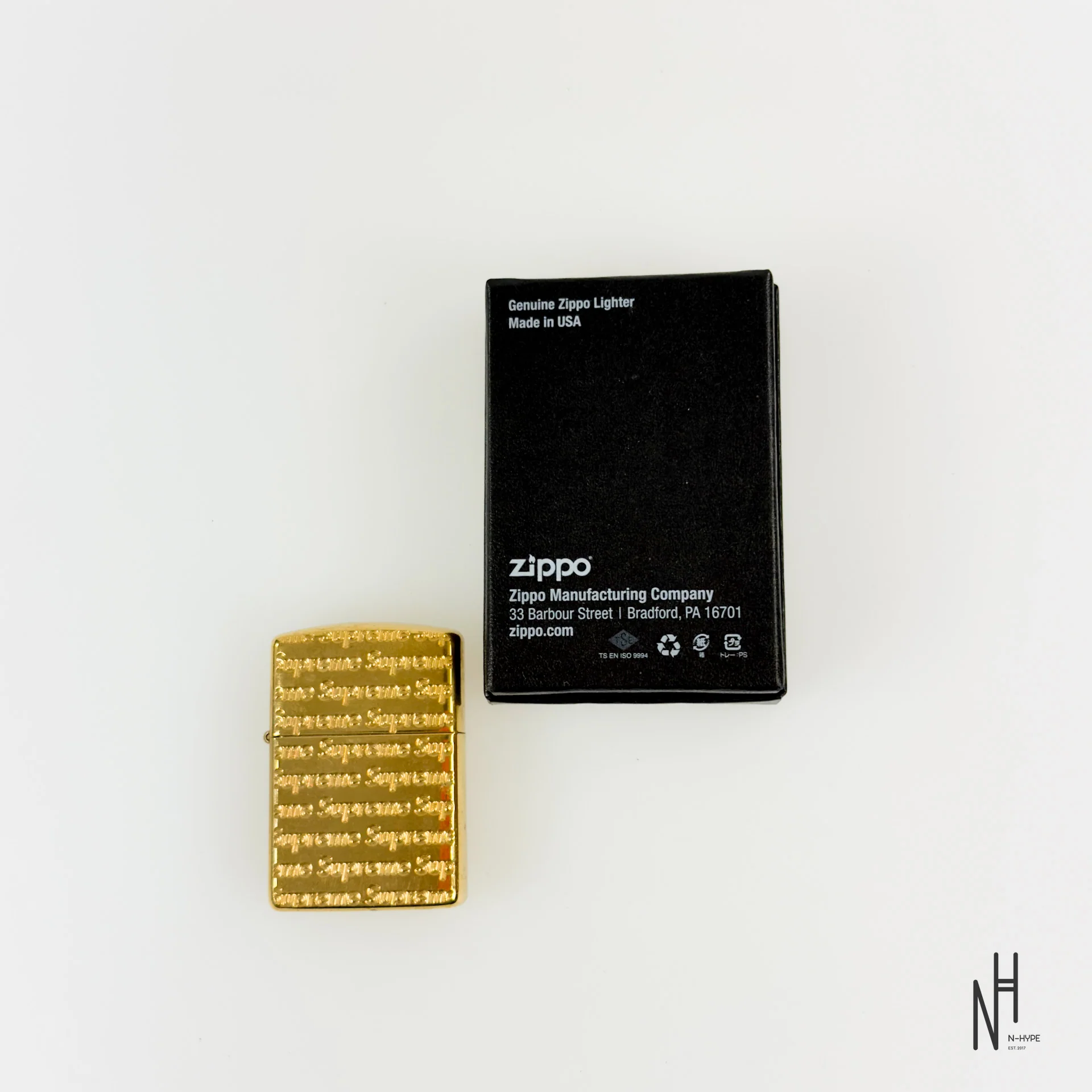 Supreme Repeat Engraved Zippo Gold - Image 5